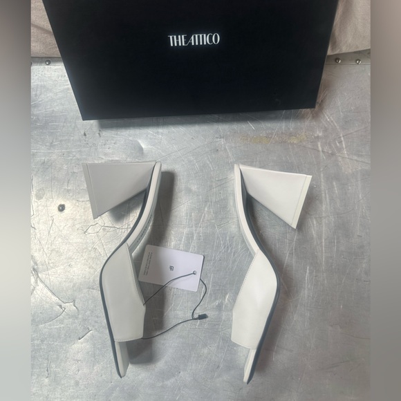 The attico Devon mule white leather 41 85mm heel - Picture 2 of 4